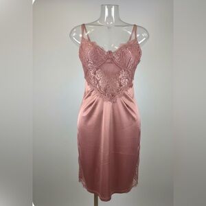 Mind Code Rose Gold Satin & Lace Mini Dress - Sexy Lingerie Style - Size L